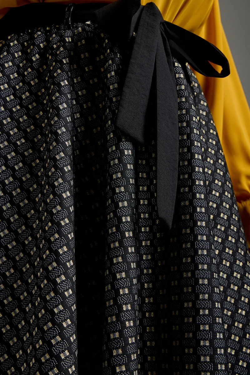 Midi Φούστα Ζακάρ  με Ζώνη