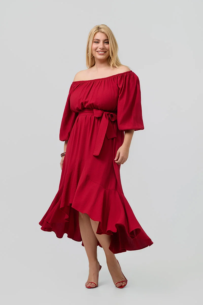 Έξωμο Φόρεμα Μπορντό