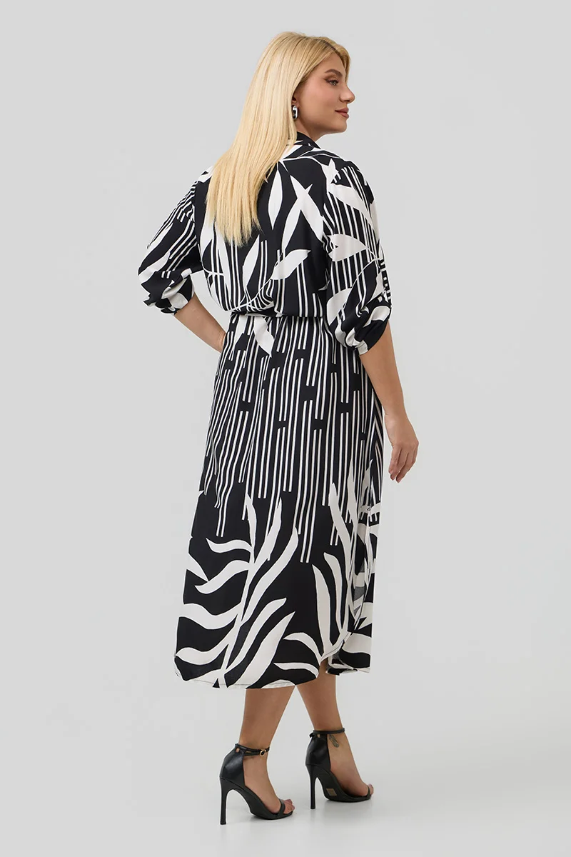 Ασπρόμαυρο Σεμιζιέ Φόρεμα 