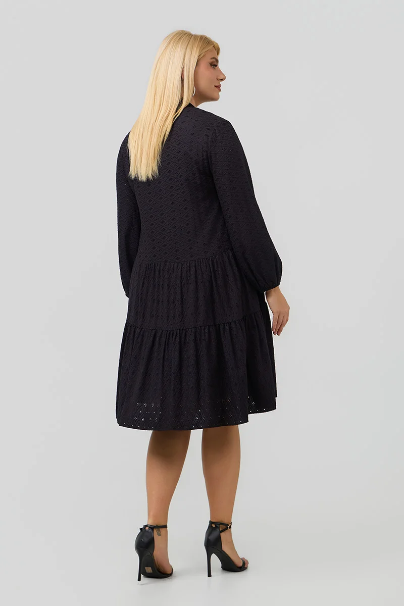 Βαμβακερό Φόρεμα Κεντημένο Μαύρο