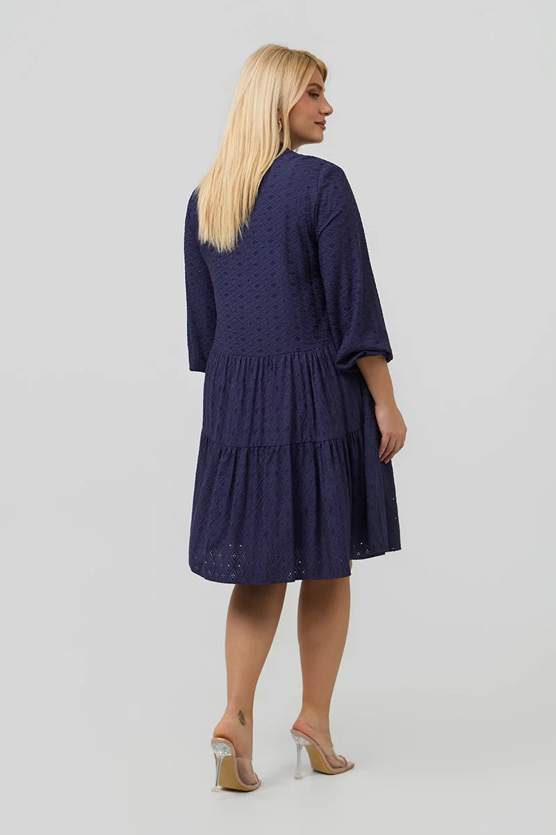 Βαμβακερό Φόρεμα Κεντημένο Navy 