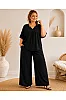 Plus Size Μαύρο Σετ Μπλούζα & Παντελόνα