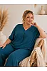 Plus Size Πετρόλ Σετ Μπλούζα & Παντελόνα