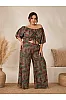 Plus Size Boho Σετ Με Crop Top & Παντελόνα