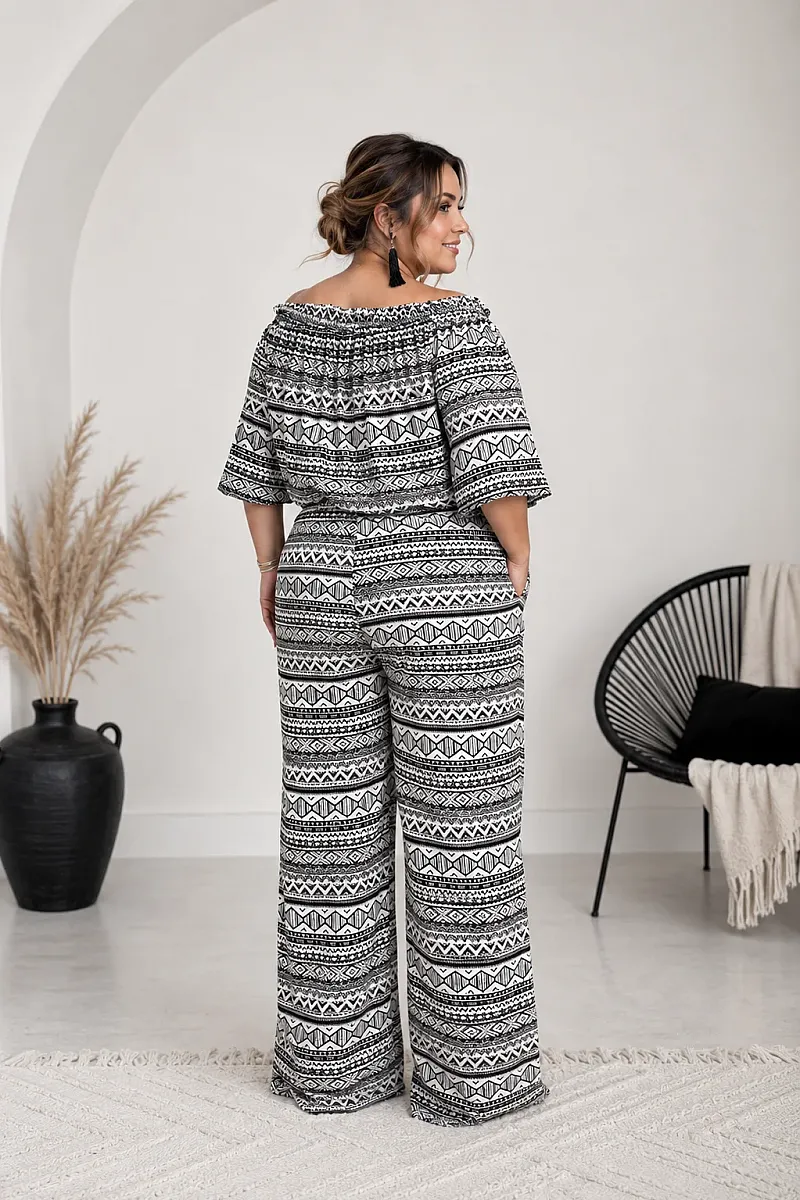 Plus Size Σετ Με Crop Top & Παντελόνα
