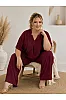 Plus Size Μπορντό Σετ Μπλούζα & Παντελόνα