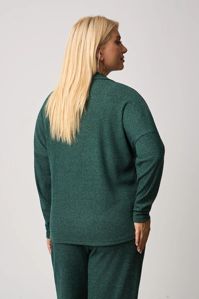 Σετ Φόρμας Πλεκτό Με Φερμουάρ Κυπαρισσί 