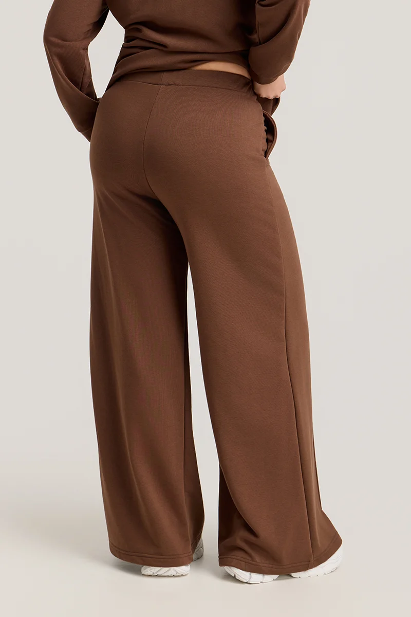 Καφέ Σετ Φόρμας Φούτερ Plus Size με Στρας & Φερμουάρ