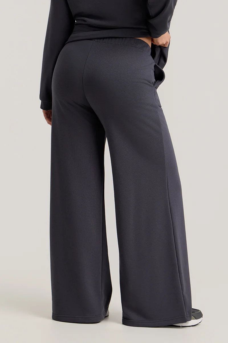 Ανθρακί Σετ Φόρμας Φούτερ Plus Size με Στρας & Φερμουάρ