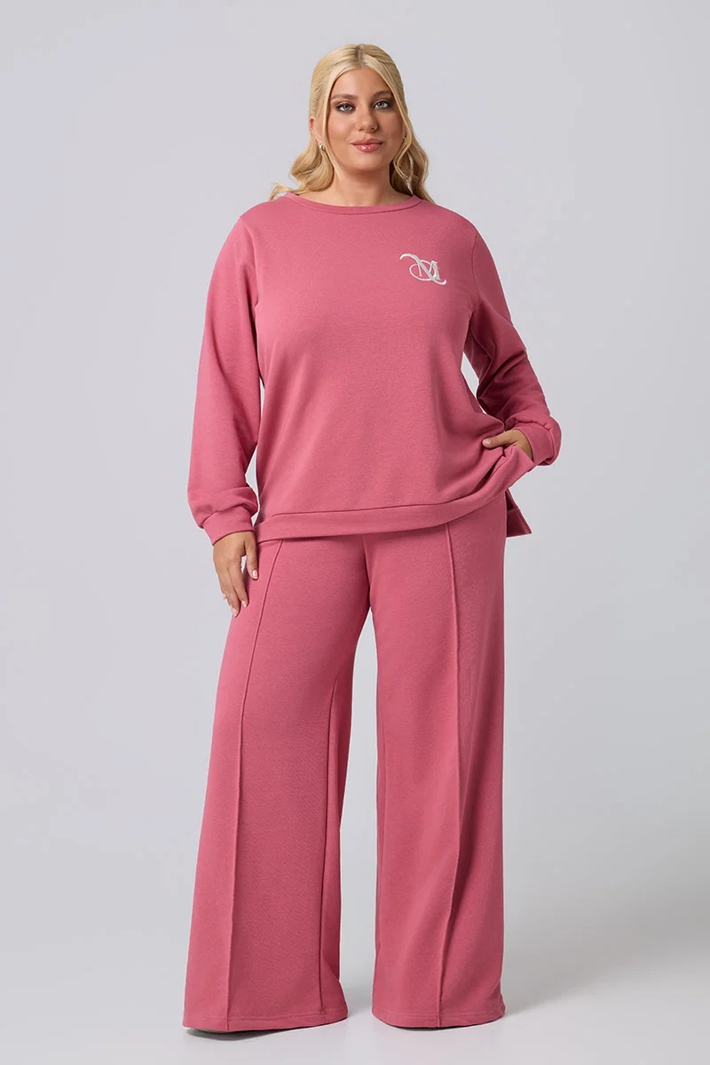 Plus Size Μπλούζα Φούτερ Σομόν