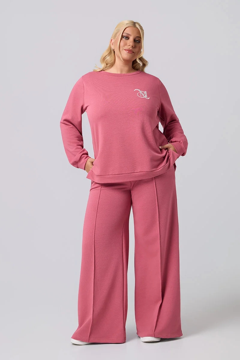 Plus Size Μπλούζα Φούτερ Σομόν