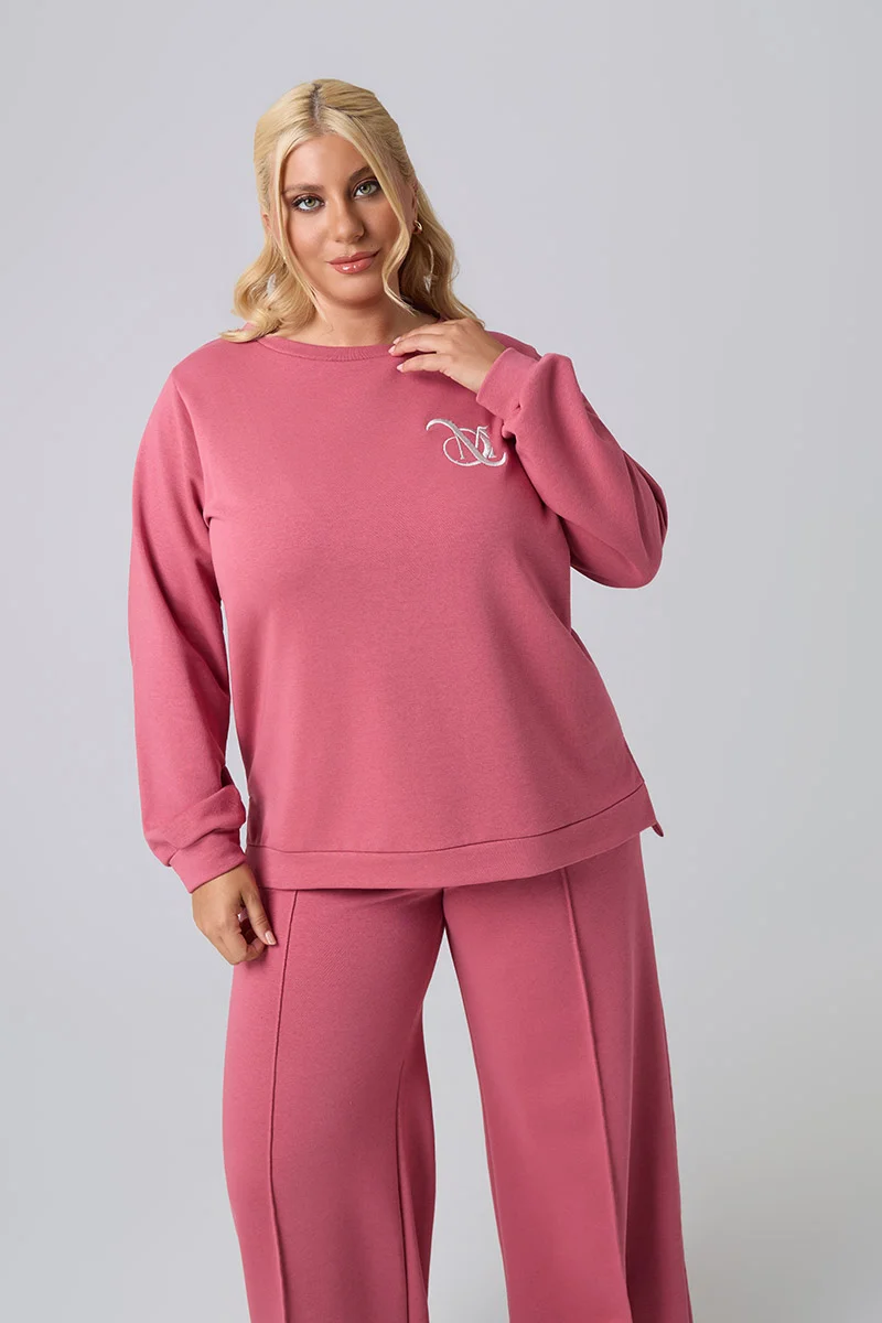 Plus Size Μπλούζα Φούτερ Σομόν