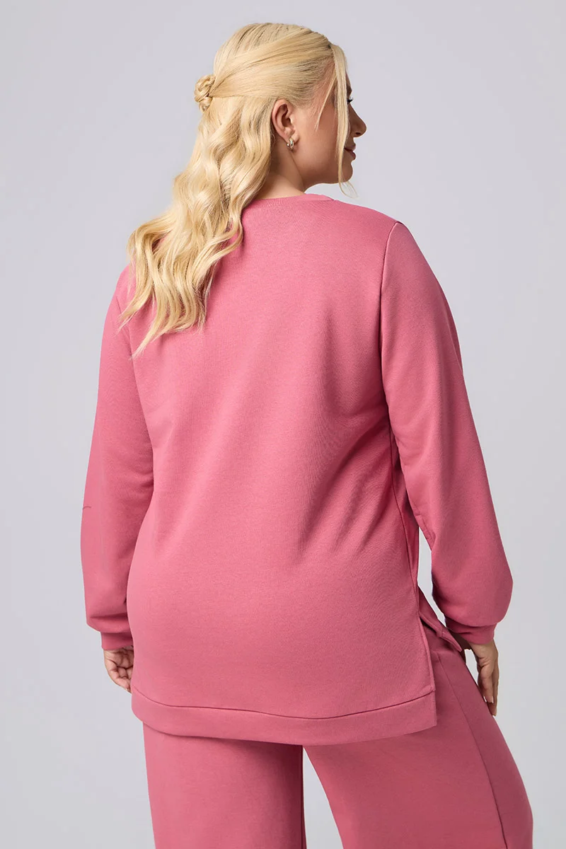 Plus Size Μπλούζα Φούτερ Σομόν