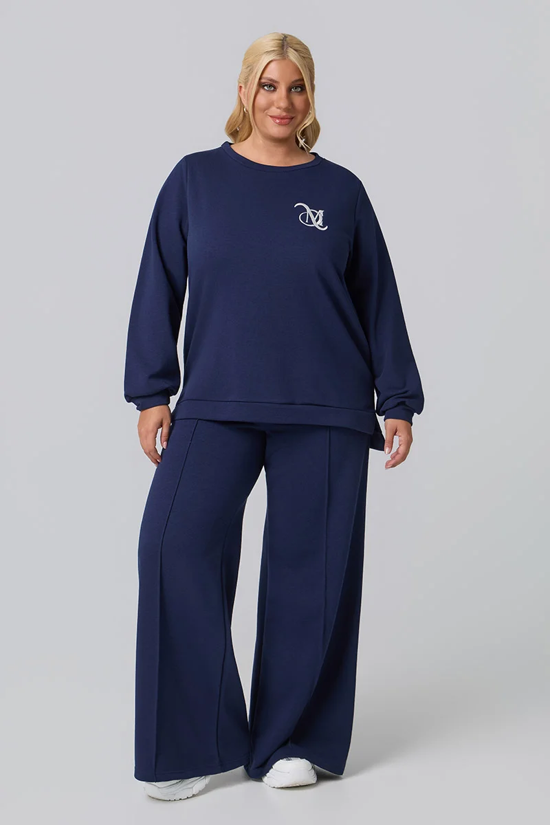 Plus Size Μπλούζα Φούτερ Navy