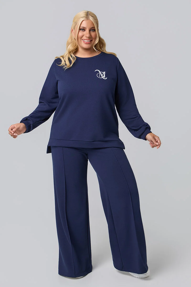 Plus Size Μπλούζα Φούτερ Navy