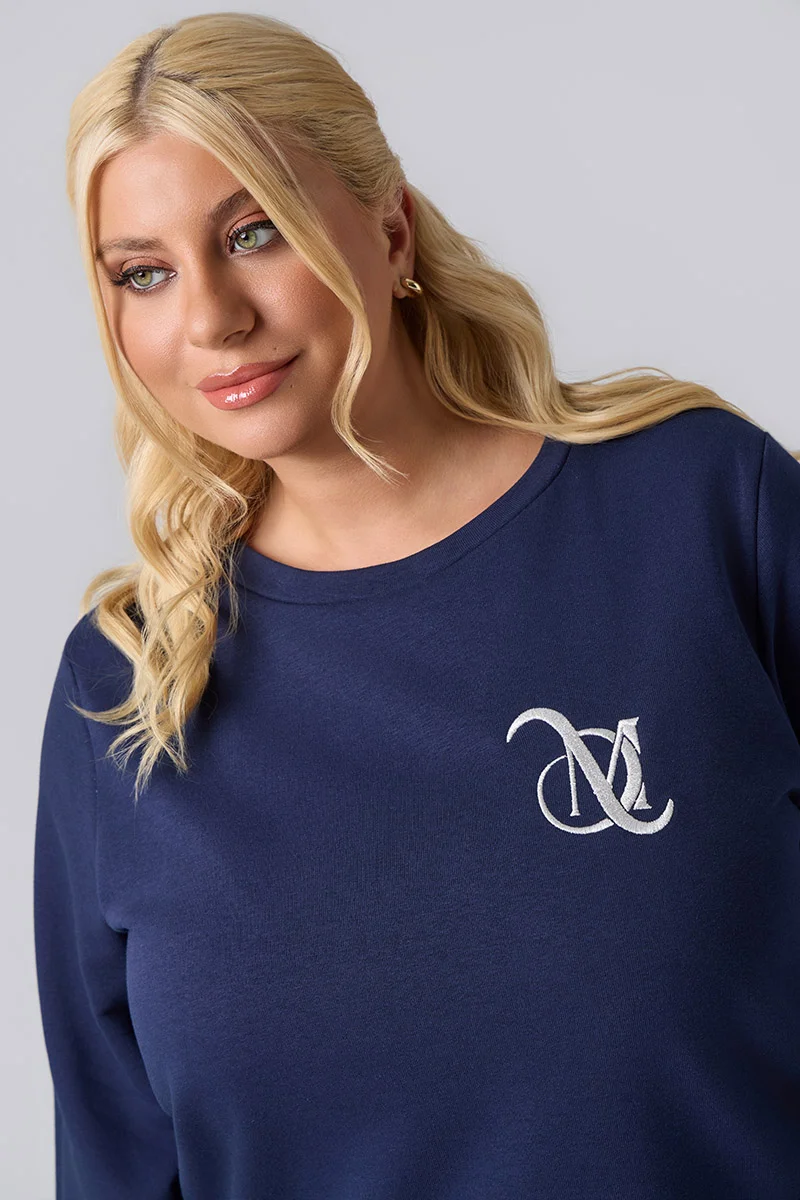 Plus Size Μπλούζα Φούτερ Navy