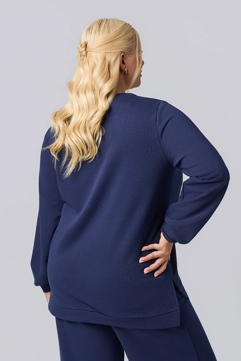Plus Size Μπλούζα Φούτερ Navy