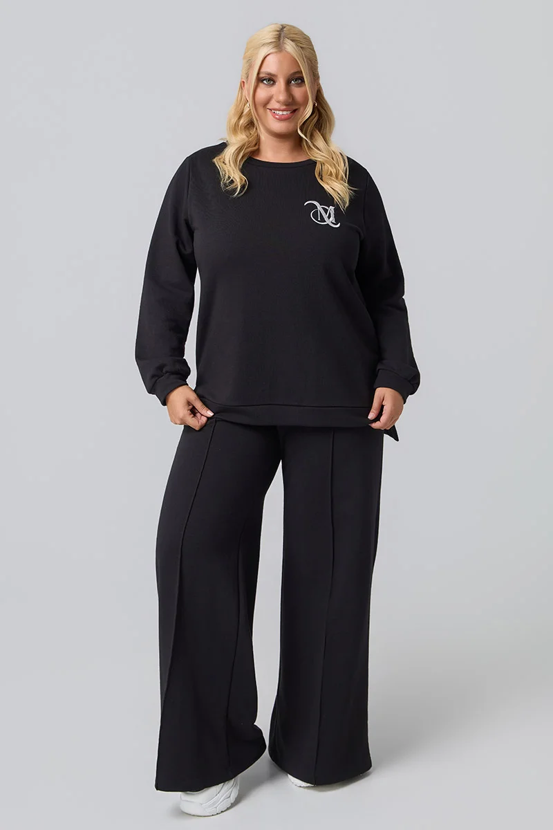 Plus Size Μπλούζα Φούτερ Μαύρη