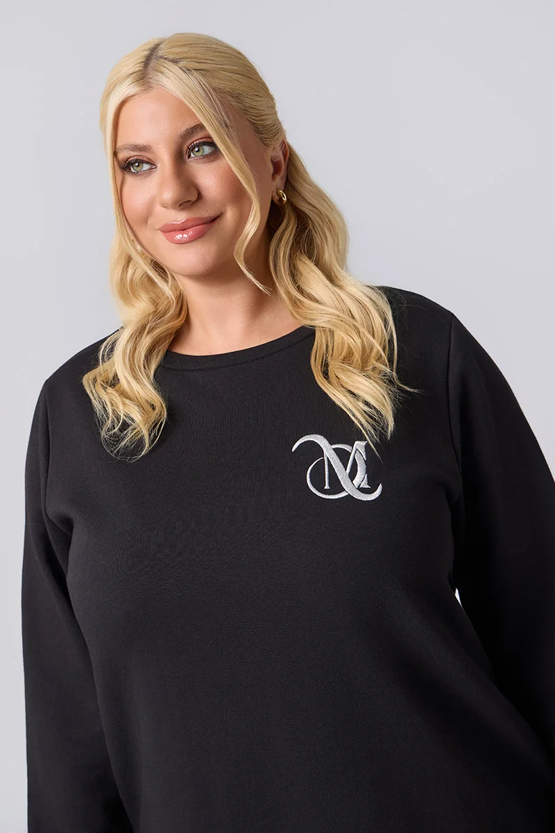 Plus Size Μπλούζα Φούτερ Μαύρη