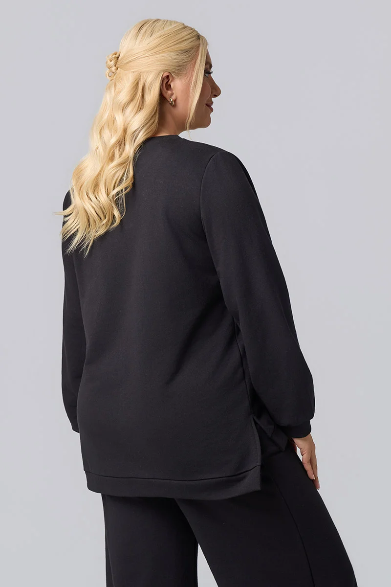 Plus Size Μπλούζα Φούτερ Μαύρη