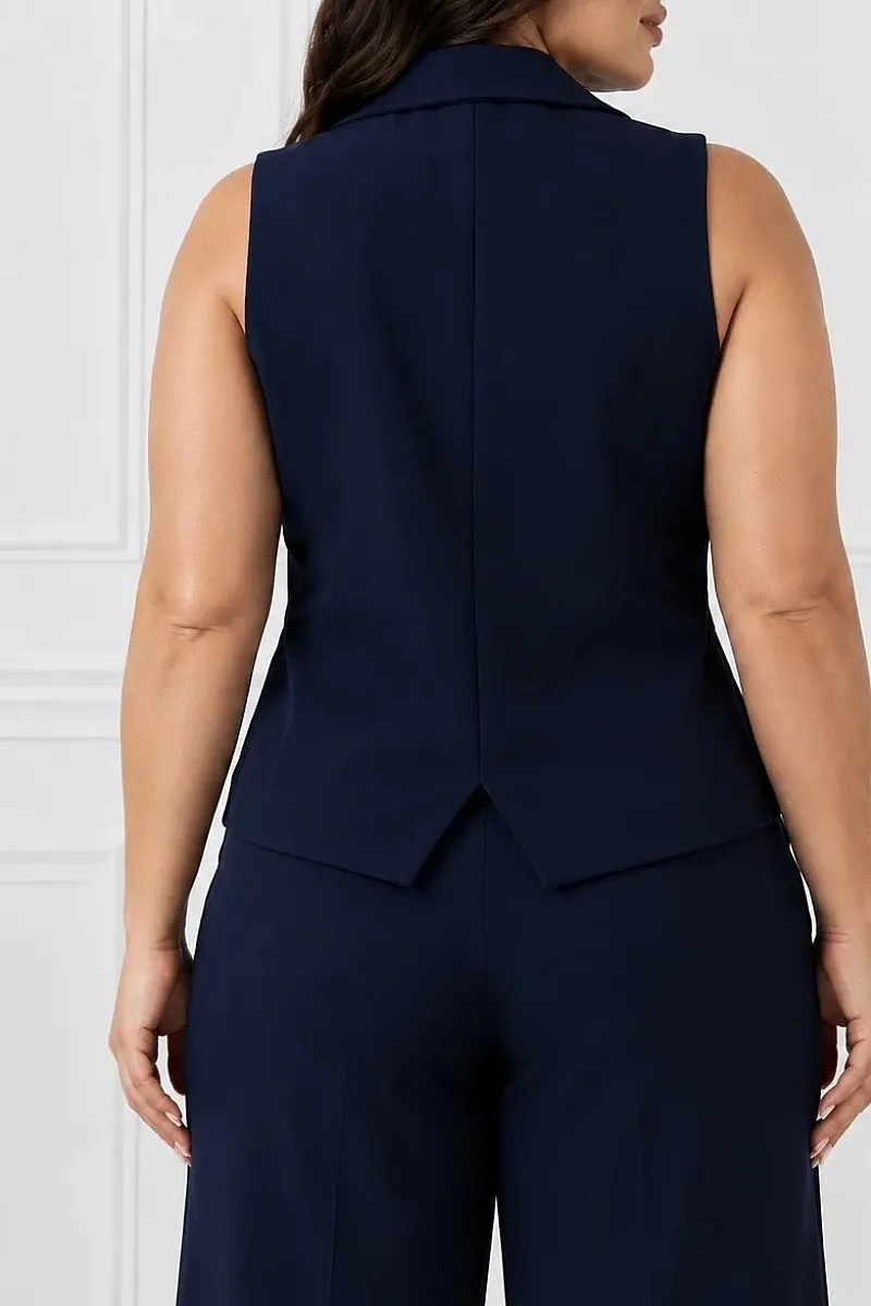 Plus Size Γιλέκο Κοστουμιού Blue Navy  