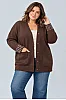 Καφέ Μακριά Πλεκτή Ζακέτα Plus Size με Στρας 