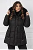 Plus Size Μπουφαν Μαύρο με Κουκούλα & Γούνα