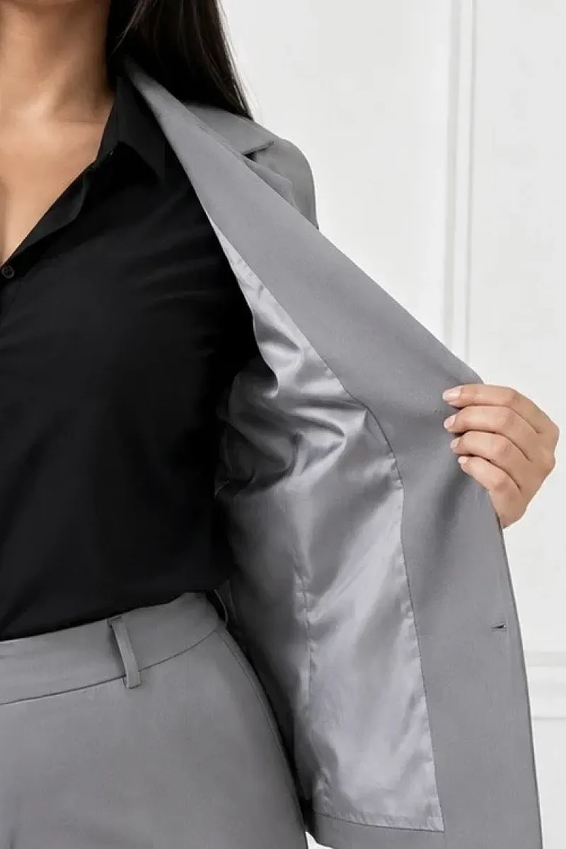 Plus Size Γιλέκο Κοστουμιού Γκρι   