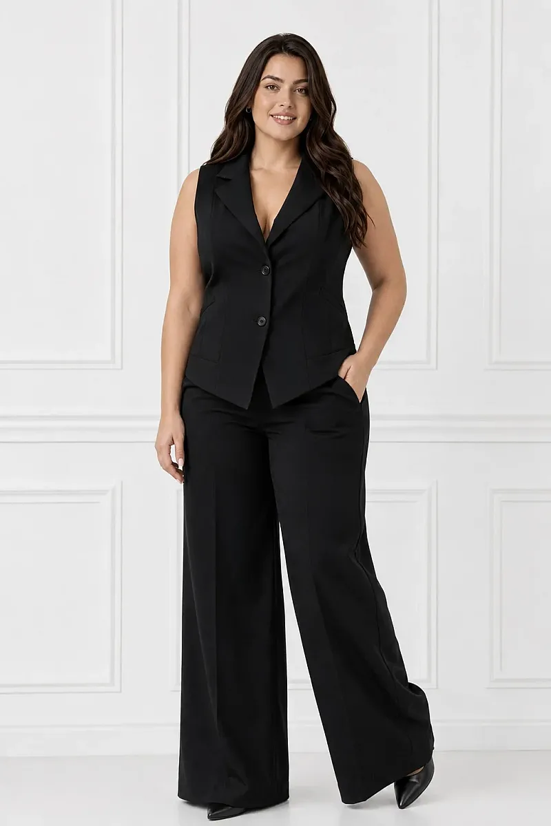 Plus Size Γιλέκο Κοστουμιού Μαύρο 