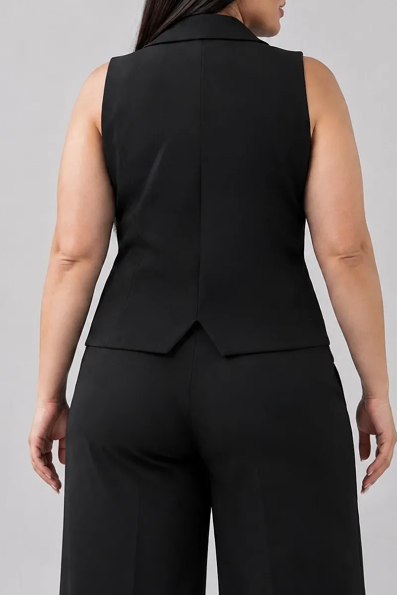 Plus Size Γιλέκο Κοστουμιού Μαύρο 