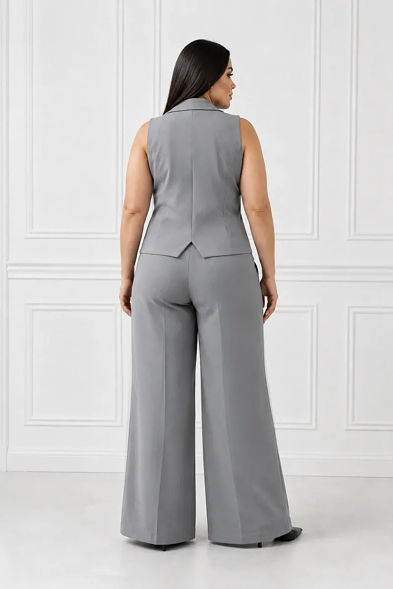 Plus Size Γιλέκο Κοστουμιού Γκρι   