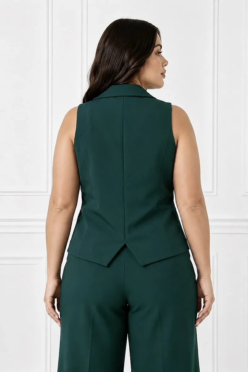 Plus Size Γιλέκο Κοστουμιού Κυπαρισί    