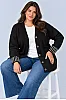 Μαύρη Μακριά Πλεκτή Ζακέτα Plus Size με Στρας 