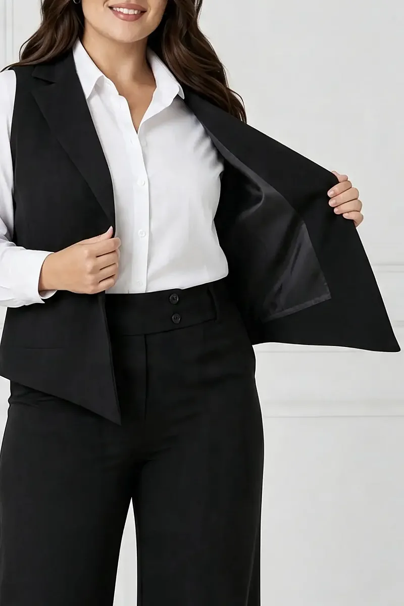 Plus Size Γιλέκο Κοστουμιού Μαύρο 