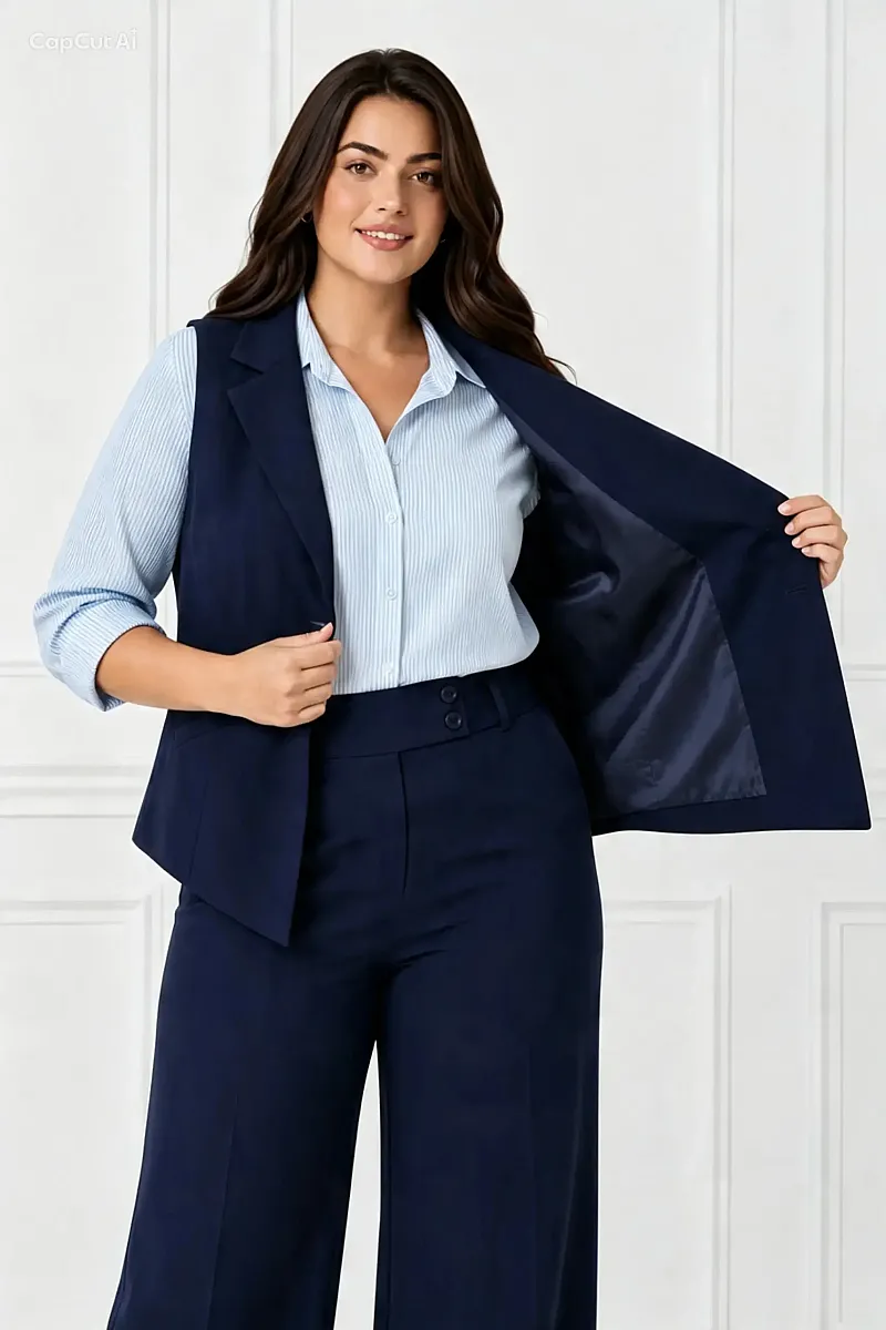Plus Size Γιλέκο Κοστουμιού Blue Navy  