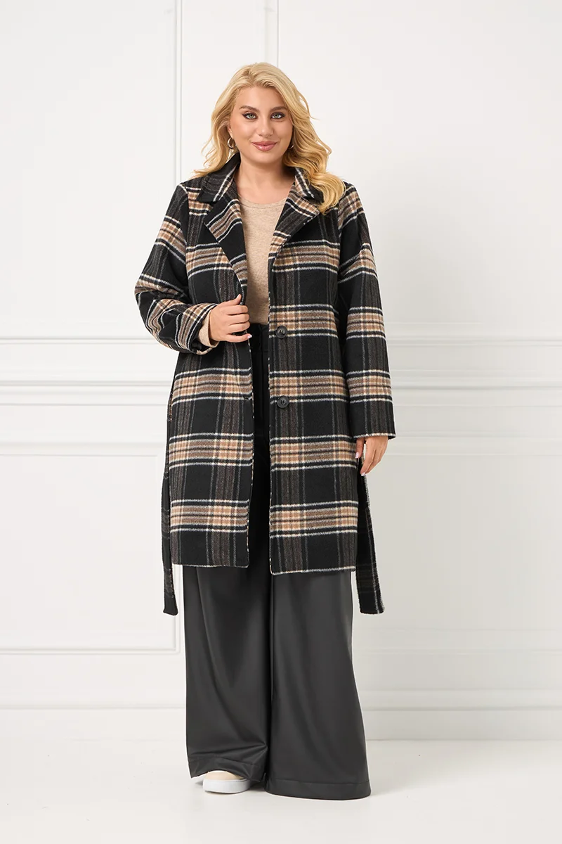 Μαύρο Καρό Παλτό Με Φόδρα 