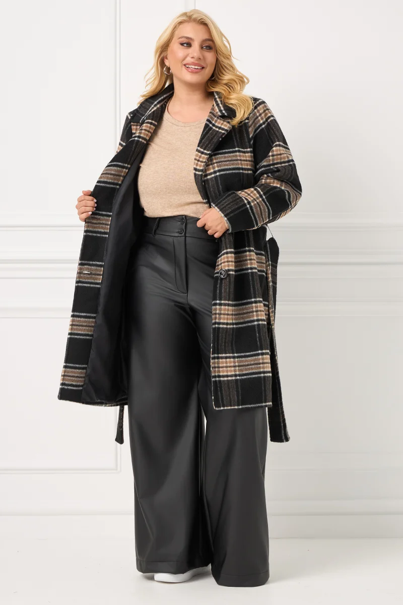 Μαύρο Καρό Παλτό Με Φόδρα 