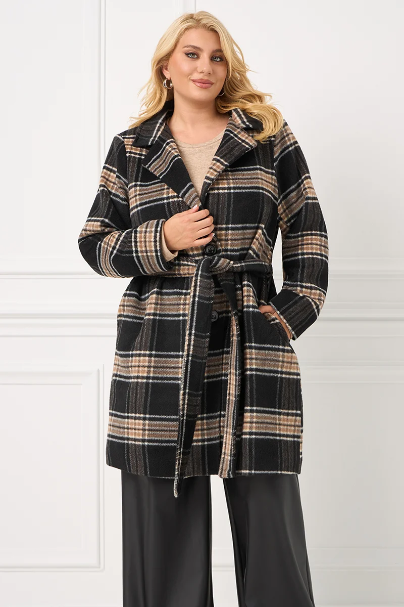 Μαύρο Καρό Παλτό Με Φόδρα 