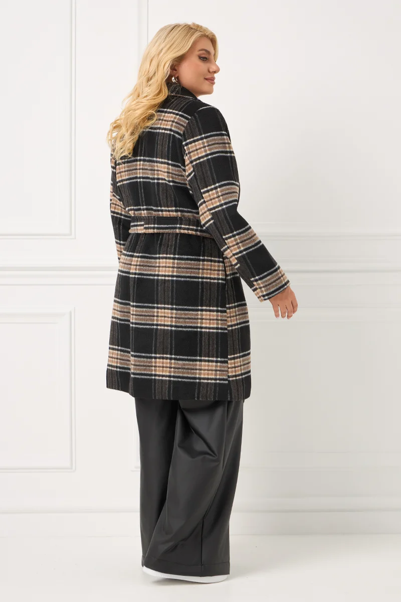 Μαύρο Καρό Παλτό Με Φόδρα 