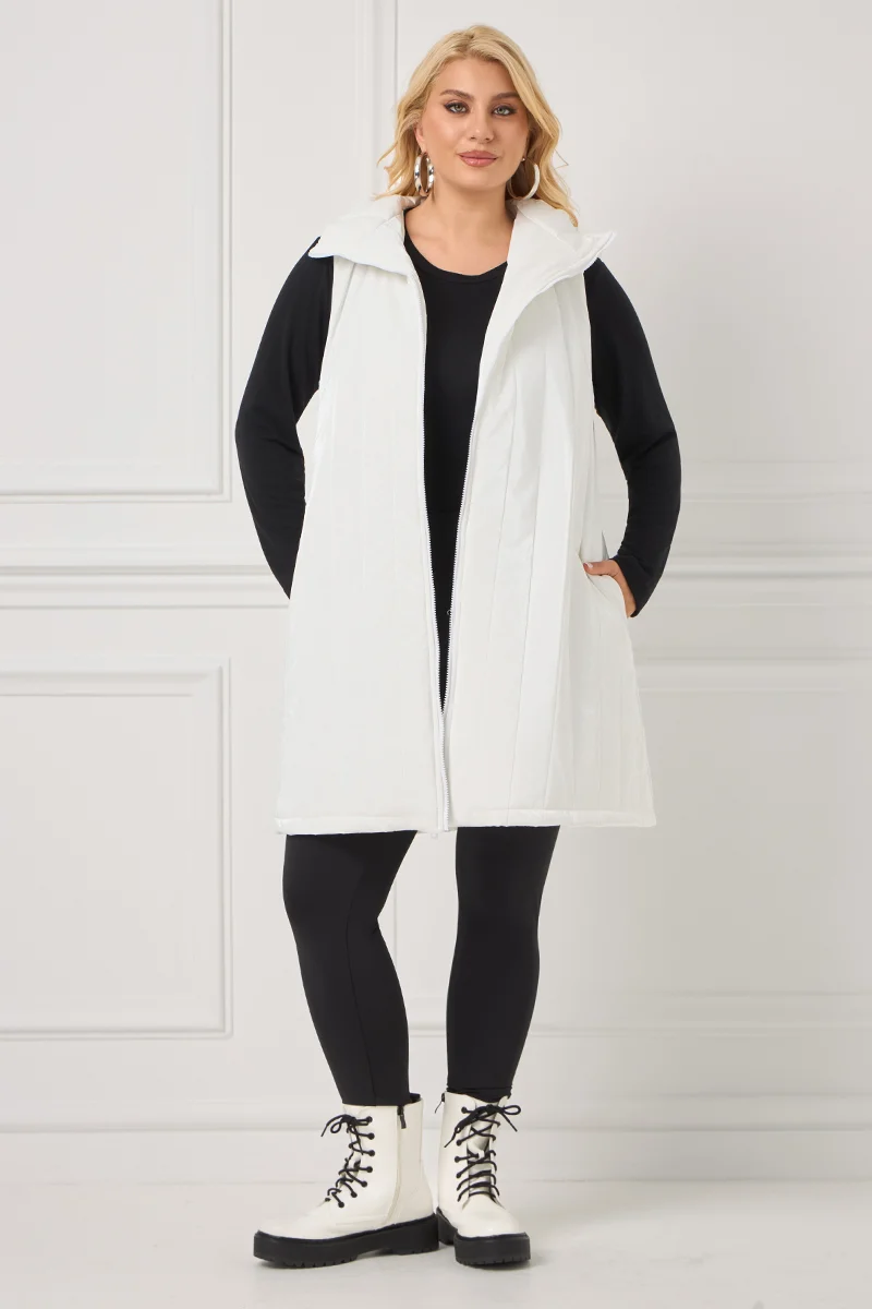 Αμάνικο Μπουφάν Καπιτονέ Λευκό