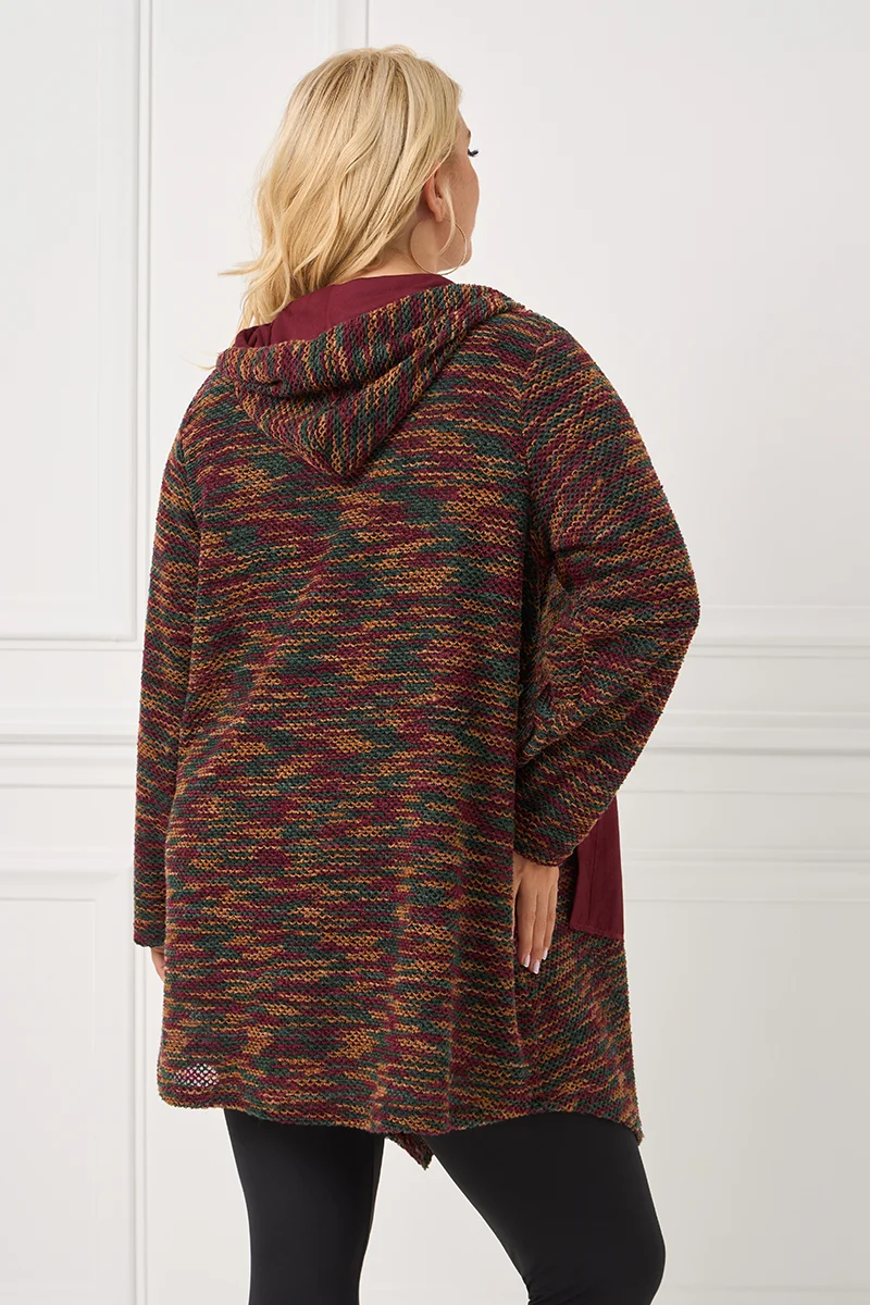 Πλεκτή Ζακέτα με Κουκούλα και Τσέπες