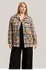 Plus Size Jacket Καρό με Τσέπες σε Μπεζ & Μαύρο