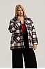Plus Size Jacket Καρό με Τσέπες Μπορντό 