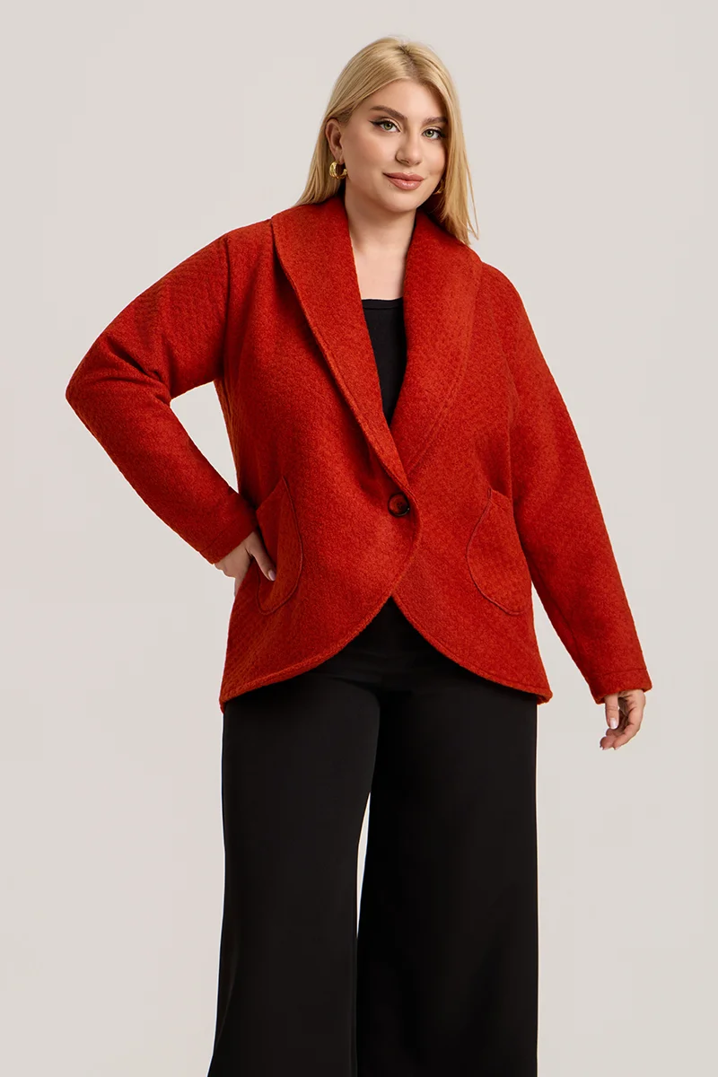 Εκαι Ζακέτα με Γιακά, Κουμπί & Τσέπες 