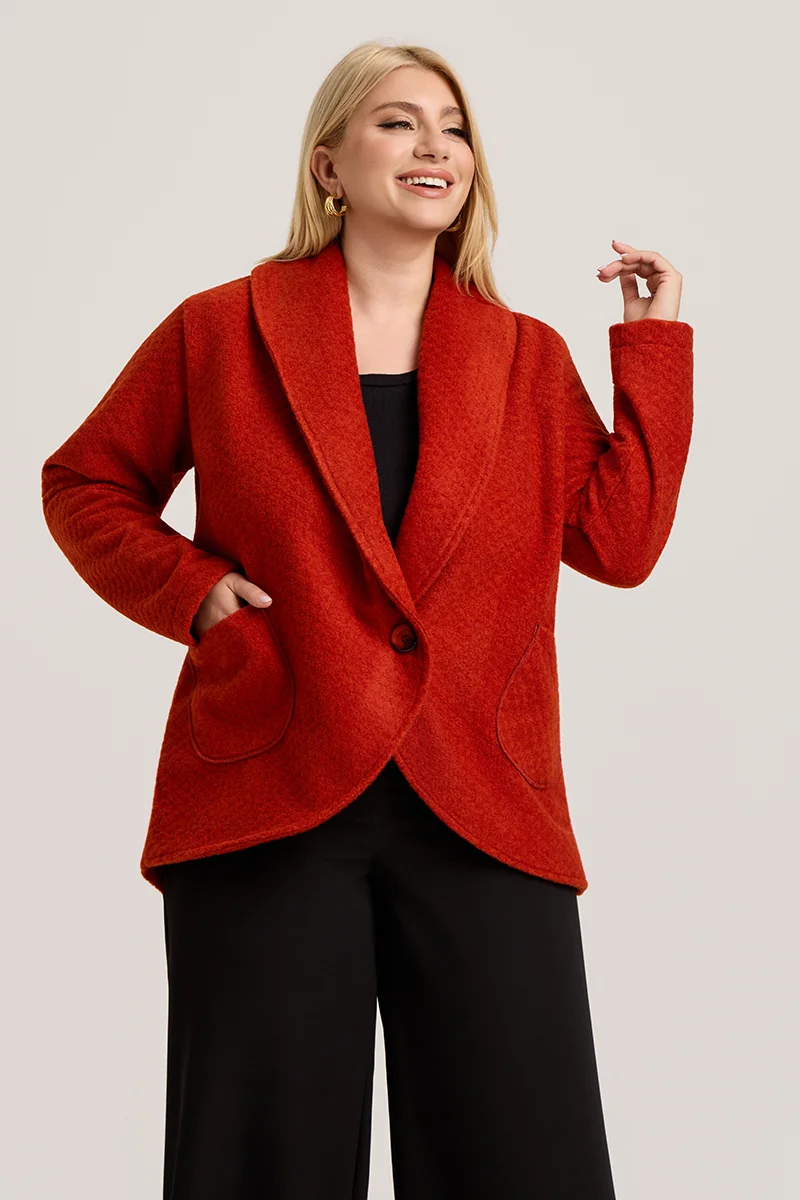 Εκαι Ζακέτα με Γιακά, Κουμπί & Τσέπες 