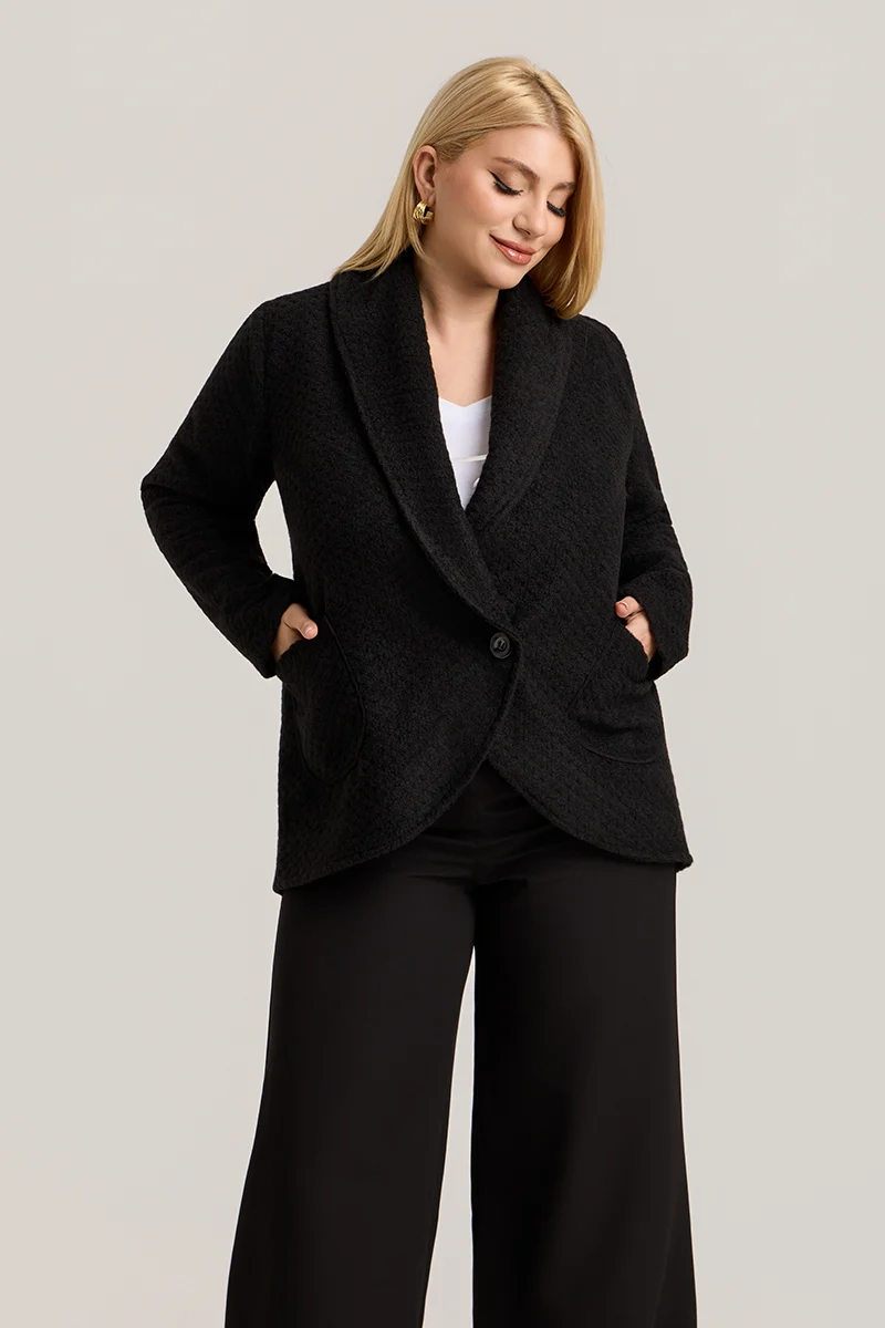 Μαύρη Ζακέτα με Γιακά, Κουμπί & Τσέπες 