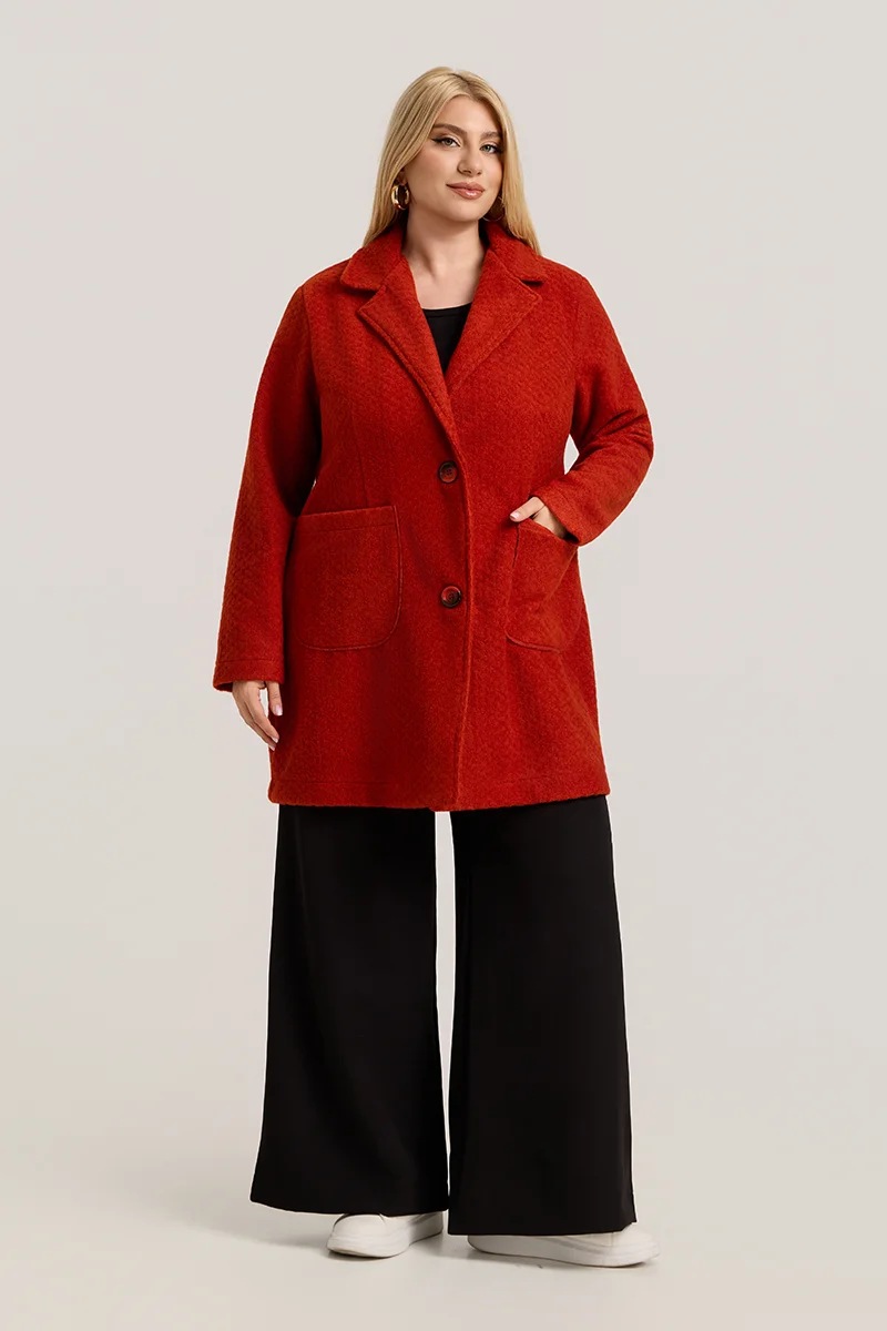 Εκαι Ζακέτα Plus Size με Κουμπιά & Τσέπες 