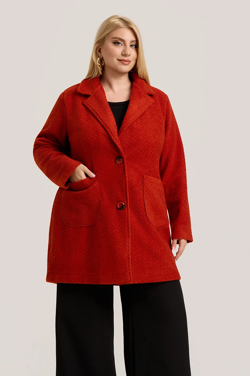 Εκαι Ζακέτα Plus Size με Κουμπιά & Τσέπες 