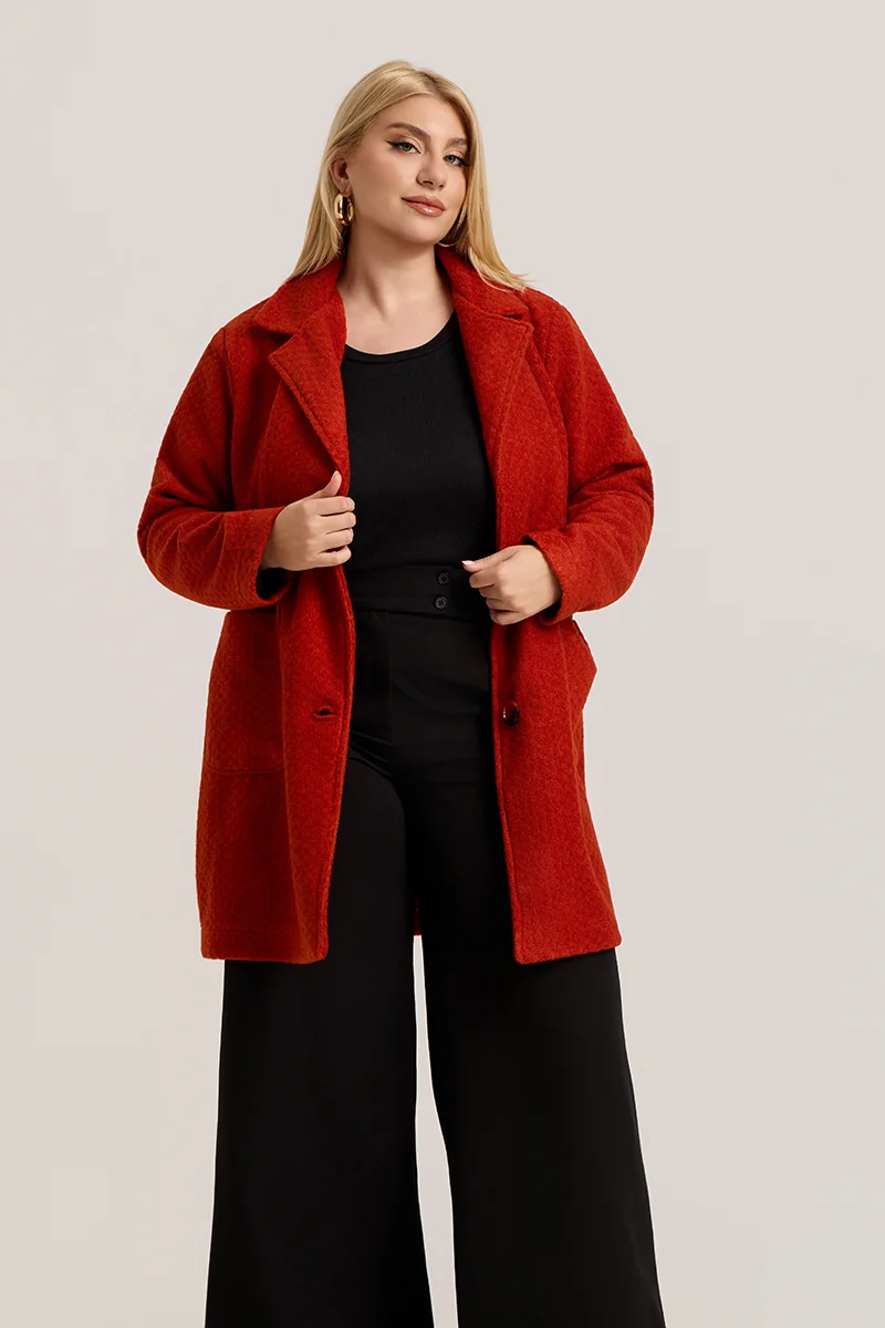 Εκαι Ζακέτα Plus Size με Κουμπιά & Τσέπες 