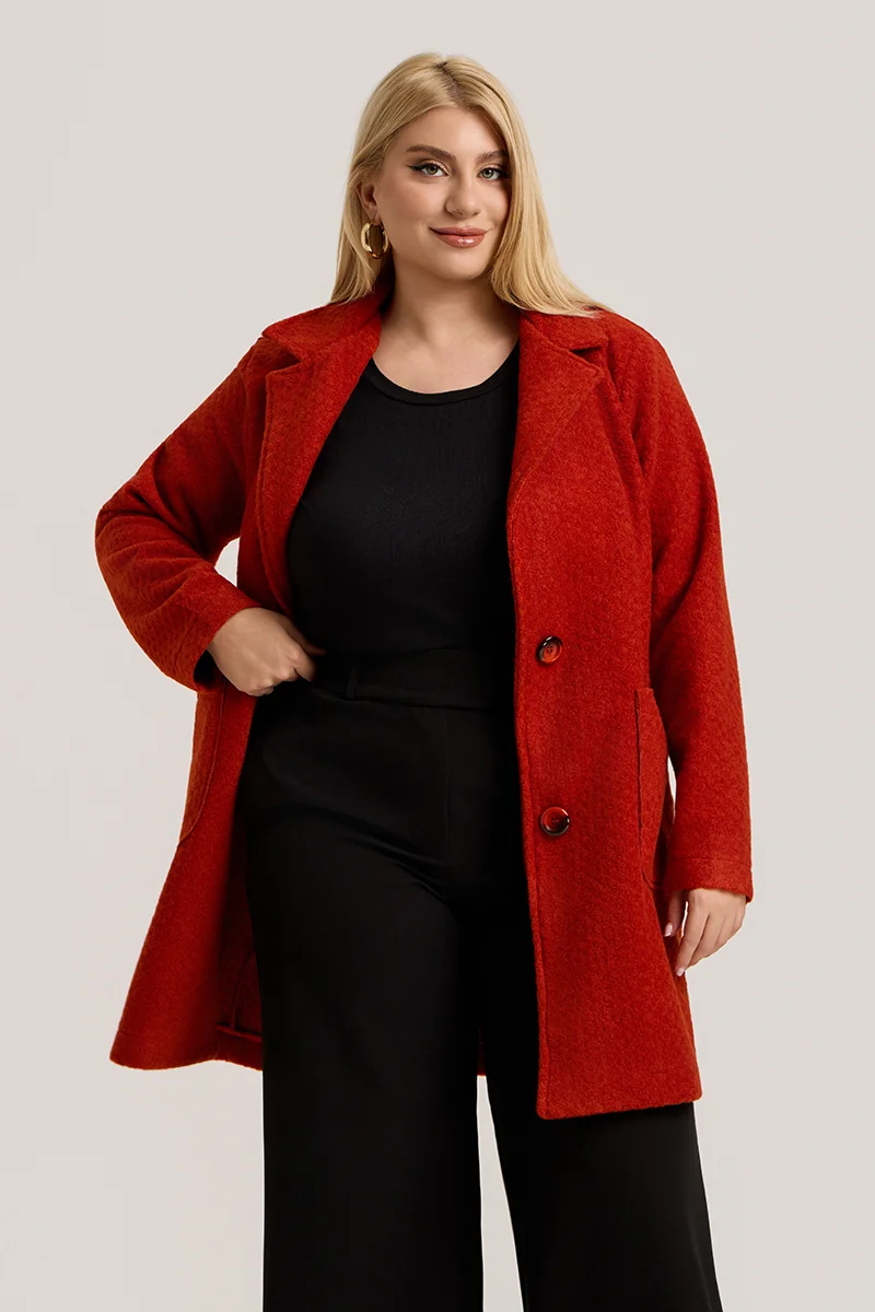 Εκαι Ζακέτα Plus Size με Κουμπιά & Τσέπες 